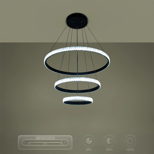 kelvo® DIAMOND KLV-101-0237 Κρεμαστό Φωτιστικό Οροφής LED 100W 10000lm 180° AC 220-240V IP20 Ρυθμιζόμενο Λευκό CCT με Χειριστήριο από 2700K έως 6000K Dimmable - Lumileds SMD Chip - Μαύρο Ματ - Μ60 x Π60 x Υ60cm - 3 Χρόνια Εγγύηση