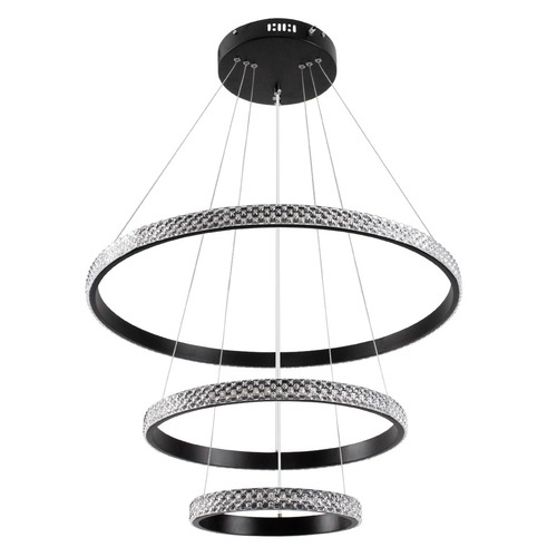 kelvo® DIAMOND KLV-101-0237 Κρεμαστό Φωτιστικό Οροφής LED 100W 10000lm 180° AC 220-240V IP20 Ρυθμιζόμενο Λευκό CCT με Χειριστήριο από 2700K έως 6000K Dimmable - Lumileds SMD Chip - Μαύρο Ματ - Μ60 x Π60 x Υ60cm - 3 Χρόνια Εγγύηση