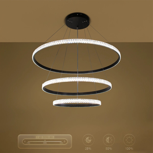 kelvo® DIAMOND KLV-101-0239 Κρεμαστό Φωτιστικό Οροφής LED 120W 12000lm 180° AC 220-240V IP20 Ρυθμιζόμενο Λευκό CCT με Χειριστήριο από 2700K έως 6000K Dimmable - Lumileds SMD Chip - Μαύρο Ματ - Μ80 x Π80 x Υ80cm - 3 Χρόνια Εγγύηση