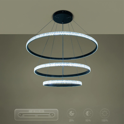 kelvo® DIAMOND KLV-101-0239 Κρεμαστό Φωτιστικό Οροφής LED 120W 12000lm 180° AC 220-240V IP20 Ρυθμιζόμενο Λευκό CCT με Χειριστήριο από 2700K έως 6000K Dimmable - Lumileds SMD Chip - Μαύρο Ματ - Μ80 x Π80 x Υ80cm - 3 Χρόνια Εγγύηση