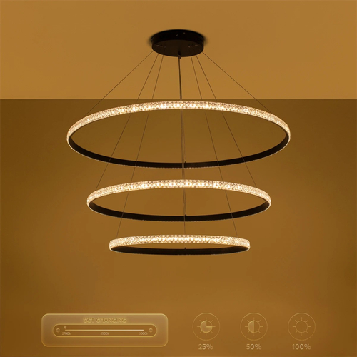 kelvo® DIAMOND KLV-101-0241 Κρεμαστό Φωτιστικό Οροφής LED 150W 15000lm 180° AC 220-240V IP20 Ρυθμιζόμενο Λευκό CCT με Χειριστήριο από 2700K έως 6000K Dimmable - Lumileds SMD Chip - Μαύρο Ματ - Μ100 x Π100 x Υ100cm - 3 Χρόνια Εγγύηση