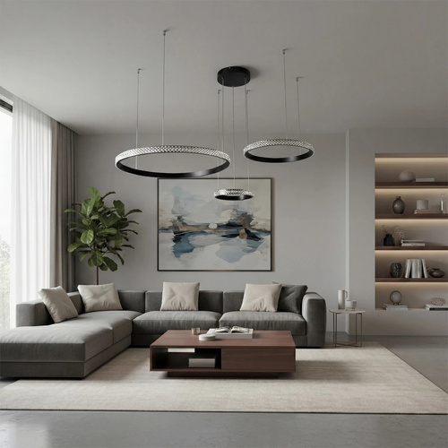 kelvo® DIAMOND KLV-101-0243 Κρεμαστό Φωτιστικό Οροφής LED 100W 10000lm 180° AC 220-240V IP20 Ρυθμιζόμενο Λευκό CCT με Χειριστήριο από 2700K έως 6000K Dimmable - Lumileds SMD Chip - Μαύρο Ματ - Μ110 x Π110 x Υ60cm - 3 Χρόνια Εγγύηση