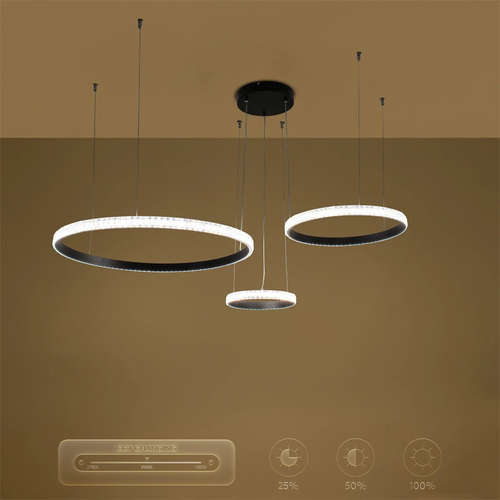 kelvo® DIAMOND KLV-101-0243 Κρεμαστό Φωτιστικό Οροφής LED 100W 10000lm 180° AC 220-240V IP20 Ρυθμιζόμενο Λευκό CCT με Χειριστήριο από 2700K έως 6000K Dimmable - Lumileds SMD Chip - Μαύρο Ματ - Μ110 x Π110 x Υ60cm - 3 Χρόνια Εγγύηση