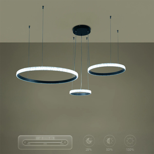 kelvo® DIAMOND KLV-101-0243 Κρεμαστό Φωτιστικό Οροφής LED 100W 10000lm 180° AC 220-240V IP20 Ρυθμιζόμενο Λευκό CCT με Χειριστήριο από 2700K έως 6000K Dimmable - Lumileds SMD Chip - Μαύρο Ματ - Μ110 x Π110 x Υ60cm - 3 Χρόνια Εγγύηση