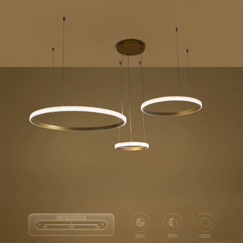 kelvo® DIAMOND KLV-101-0244 Κρεμαστό Φωτιστικό Οροφής LED 100W 10000lm 180° AC 220-240V IP20 Ρυθμιζόμενο Λευκό CCT με Χειριστήριο από 2700K έως 6000K Dimmable - Lumileds SMD Chip - Χρυσό Πλατίνα - Μ110 x Π110 x Υ60cm - 3 Χρόνια Εγγύηση