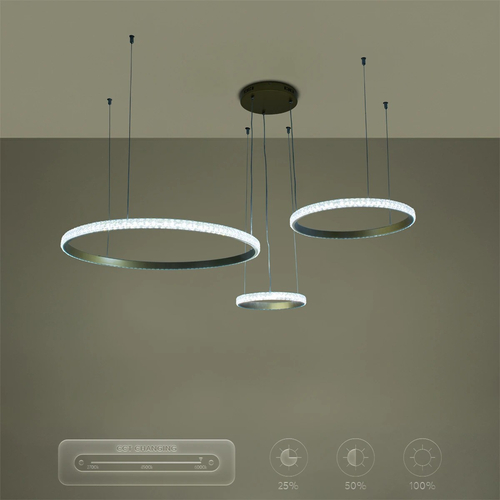 kelvo® DIAMOND KLV-101-0244 Κρεμαστό Φωτιστικό Οροφής LED 100W 10000lm 180° AC 220-240V IP20 Ρυθμιζόμενο Λευκό CCT με Χειριστήριο από 2700K έως 6000K Dimmable - Lumileds SMD Chip - Χρυσό Πλατίνα - Μ110 x Π110 x Υ60cm - 3 Χρόνια Εγγύηση