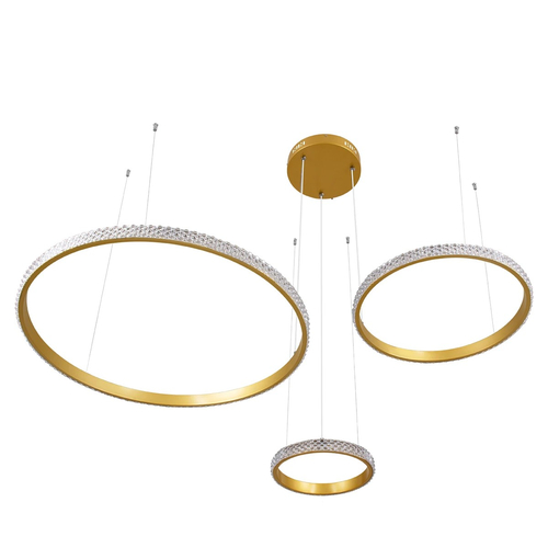 kelvo® DIAMOND KLV-101-0244 Κρεμαστό Φωτιστικό Οροφής LED 100W 10000lm 180° AC 220-240V IP20 Ρυθμιζόμενο Λευκό CCT με Χειριστήριο από 2700K έως 6000K Dimmable - Lumileds SMD Chip - Χρυσό Πλατίνα - Μ110 x Π110 x Υ60cm - 3 Χρόνια Εγγύηση