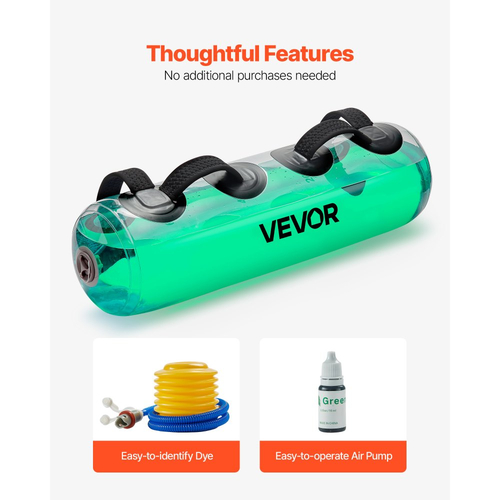 Βάρη νερού VEVOR Aqua Bag, Μεγάλες τσάντες νερού για προπόνηση, Ρυθμιζόμενος φορητός εξοπλισμός σταθερότητας και γυμναστικής ολόκληρου σώματος 31,75 kg, για προπόνηση ενδυνάμωσης κορμού και ισορροπίας, άσκηση στο σπίτι