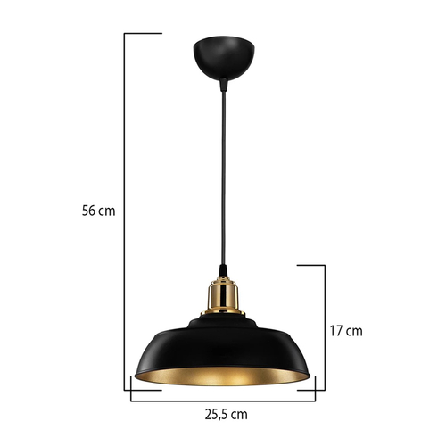 GLOBOSTAR® LOAN 203-0279 Μοντέρνο Κρεμαστό Φωτιστικό Οροφής με Ντουί 1 x E27 AC 220-240V IP20 - Μαύρο & Χρυσό  - Μ25.5 x Π25.5 x Υ17cm