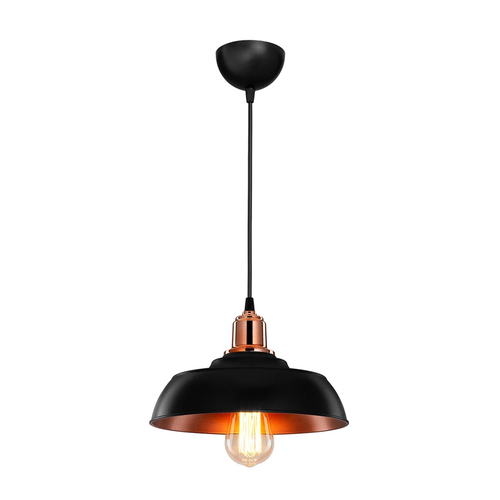 GLOBOSTAR® LOAN 203-0280 Μοντέρνο Κρεμαστό Φωτιστικό Οροφής με Ντουί 1 x E27 AC 220-240V IP20 - Μαύρο & Μπρονζέ  - Μ25.5 x Π25.5 x Υ17cm