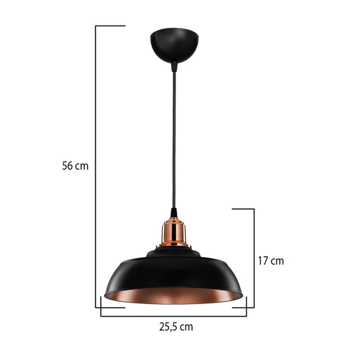 GLOBOSTAR® LOAN 203-0280 Μοντέρνο Κρεμαστό Φωτιστικό Οροφής με Ντουί 1 x E27 AC 220-240V IP20 - Μαύρο & Μπρονζέ  - Μ25.5 x Π25.5 x Υ17cm