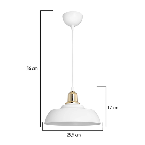 GLOBOSTAR® LOAN 203-0281 Μοντέρνο Κρεμαστό Φωτιστικό Οροφής με Ντουί 1 x E27 AC 220-240V IP20 - Λευκό & Χρυσό  -Μ25.5 x Π25.5 x Υ17cm