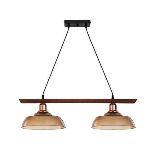 GLOBOSTAR® LOAN 203-0288 Μοντέρνο Κρεμαστό Φωτιστικό Οροφής με Ντουί 2 x E27 AC 220-240V IP20 - Καφέ & Μπρονζέ - Μ70 x Π25.5 x Υ19cm