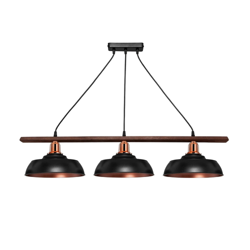 GLOBOSTAR® LOAN 203-0291 Μοντέρνο Κρεμαστό Φωτιστικό Οροφής με Ντουί 3 x E27 AC 220-240V IP20 - Μαύρο & Μπρονζέ - Μ89 x Π25.5 x Υ19cm