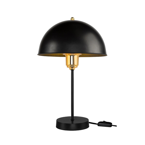 GLOBOSTAR® GAZETA 203-0298 Μοντέρνο Επιτραπέζιο Φωτιστικό Πορτατίφ με Ντουί 1 x E27 AC 220-240V IP20 - Μαύρο & Χρυσό - Μ25 x Π25 x Υ39cm