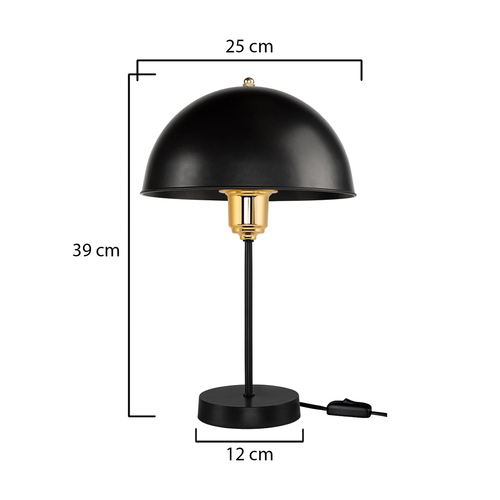 GLOBOSTAR® GAZETA 203-0298 Μοντέρνο Επιτραπέζιο Φωτιστικό Πορτατίφ με Ντουί 1 x E27 AC 220-240V IP20 - Μαύρο & Χρυσό - Μ25 x Π25 x Υ39cm