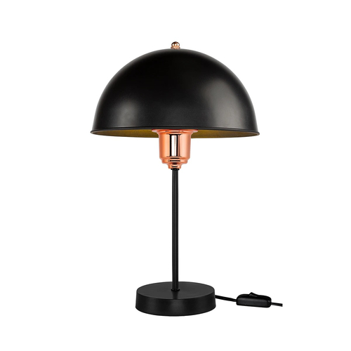 GLOBOSTAR® GAZETA 203-0300 Μοντέρνο Επιτραπέζιο Φωτιστικό Πορτατίφ με Ντουί 1 x E27 AC 220-240V IP20 - Μαύρο & Μπρονζέ - Μ25 x Π25 x Υ39cm