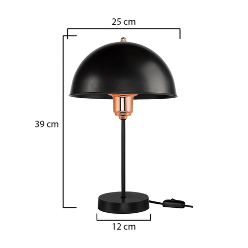 GLOBOSTAR® GAZETA 203-0300 Μοντέρνο Επιτραπέζιο Φωτιστικό Πορτατίφ με Ντουί 1 x E27 AC 220-240V IP20 - Μαύρο & Μπρονζέ - Μ25 x Π25 x Υ39cm