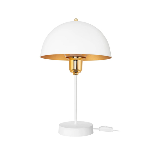 GLOBOSTAR® GAZETA 203-0302 Μοντέρνο Επιτραπέζιο Φωτιστικό Πορτατίφ με Ντουί 1 x E27 AC 220-240V IP20 - Λευκό & Χρυσό  - Μ25 x Π25 x Υ39cm