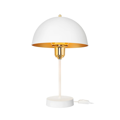 GLOBOSTAR® GAZETA 203-0302 Μοντέρνο Επιτραπέζιο Φωτιστικό Πορτατίφ με Ντουί 1 x E27 AC 220-240V IP20 - Λευκό & Χρυσό  - Μ25 x Π25 x Υ39cm