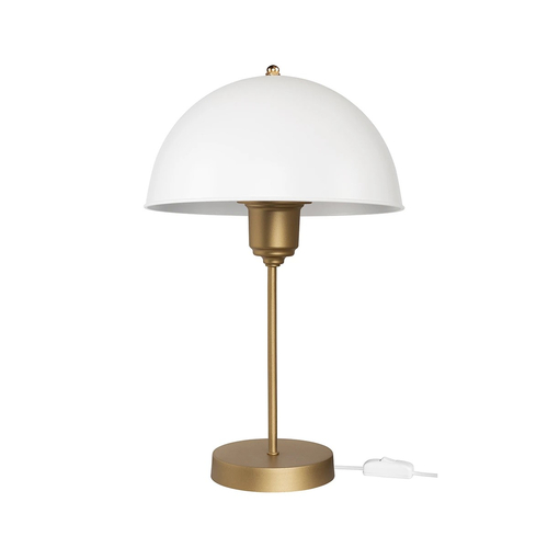 GLOBOSTAR® GAZETA 203-0303 Μοντέρνο Επιτραπέζιο Φωτιστικό Πορτατίφ με Ντουί 1 x E27 AC 220-240V IP20 - Λευκό & Μπρονζέ  - Μ25 x Π25 x Υ39cm