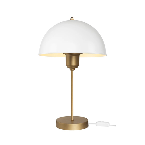 GLOBOSTAR® GAZETA 203-0303 Μοντέρνο Επιτραπέζιο Φωτιστικό Πορτατίφ με Ντουί 1 x E27 AC 220-240V IP20 - Λευκό & Μπρονζέ  - Μ25 x Π25 x Υ39cm