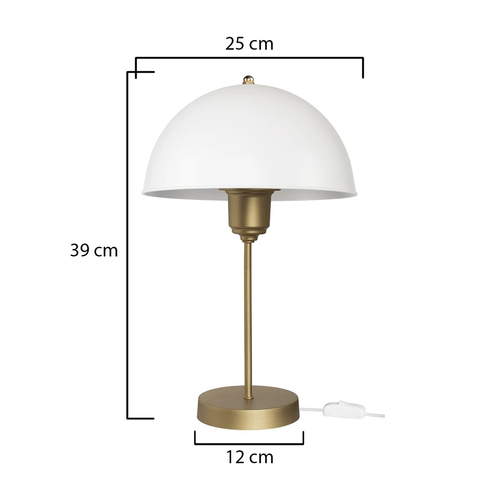 GLOBOSTAR® GAZETA 203-0303 Μοντέρνο Επιτραπέζιο Φωτιστικό Πορτατίφ με Ντουί 1 x E27 AC 220-240V IP20 - Λευκό & Μπρονζέ  - Μ25 x Π25 x Υ39cm