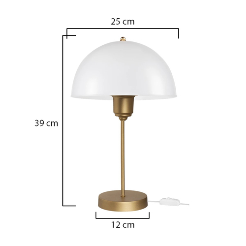 GLOBOSTAR® GAZETA 203-0304 Μοντέρνο Επιτραπέζιο Φωτιστικό Πορτατίφ με Ντουί 1 x E27 AC 220-240V IP20 - Λευκό Δίαφανο & Μπρονζέ  - Μ25 x Π25 x Υ39cm