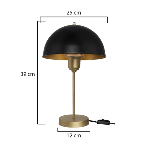 GLOBOSTAR® GAZETA 203-0305 Μοντέρνο Επιτραπέζιο Φωτιστικό Πορτατίφ με Ντουί 1 x E27 AC 220-240V IP20 - Μαύρο & Χρυσό - Μ25 x Π25 x Υ39cm