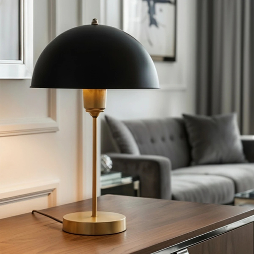 GLOBOSTAR® GAZETA 203-0305 Μοντέρνο Επιτραπέζιο Φωτιστικό Πορτατίφ με Ντουί 1 x E27 AC 220-240V IP20 - Μαύρο & Χρυσό - Μ25 x Π25 x Υ39cm