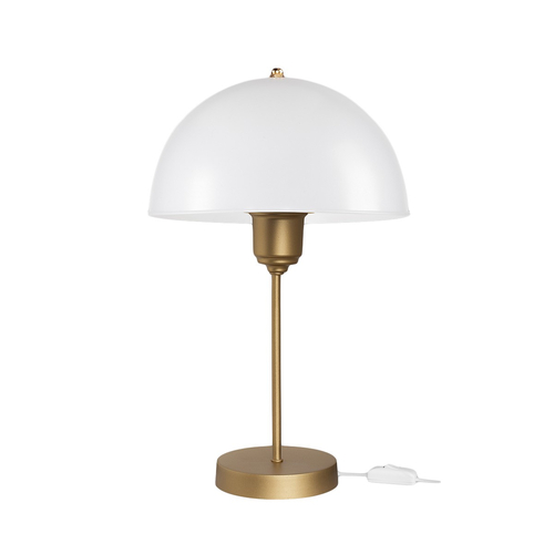 GLOBOSTAR® GAZETA 203-0304 Μοντέρνο Επιτραπέζιο Φωτιστικό Πορτατίφ με Ντουί 1 x E27 AC 220-240V IP20 - Λευκό Δίαφανο & Μπρονζέ  - Μ25 x Π25 x Υ39cm