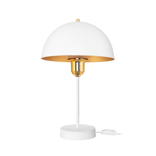 GLOBOSTAR® GAZETA 203-0302 Μοντέρνο Επιτραπέζιο Φωτιστικό Πορτατίφ με Ντουί 1 x E27 AC 220-240V IP20 - Λευκό & Χρυσό  - Μ25 x Π25 x Υ39cm