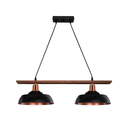 GLOBOSTAR® LOAN 203-0290 Μοντέρνο Κρεμαστό Φωτιστικό Οροφής με Ντουί 2 x E27 AC 220-240V IP20 - Μαύρο & Μπρονζέ - Μ70 x Π25.5 x Υ19cm