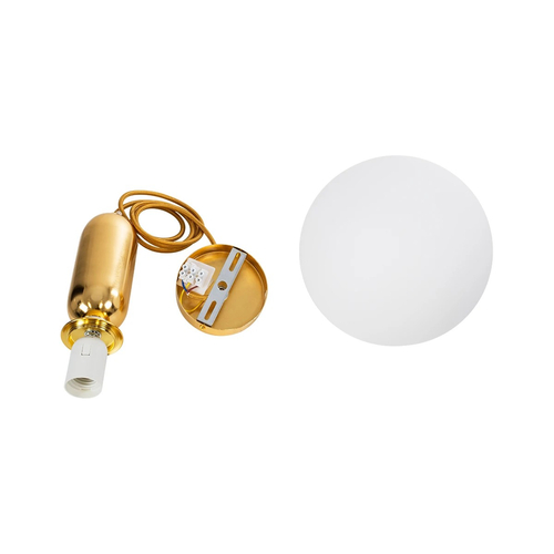 kelvo® ESTETICO KLV-101-0382 Κρεμαστό Φωτιστικό Οροφής για Λάμπα με Ντουί E27 AC 220-240V IP20 - Χρυσό Βούρτσας Πλατίνα & Λευκό - Μ20 x Π20 x Υ38cm