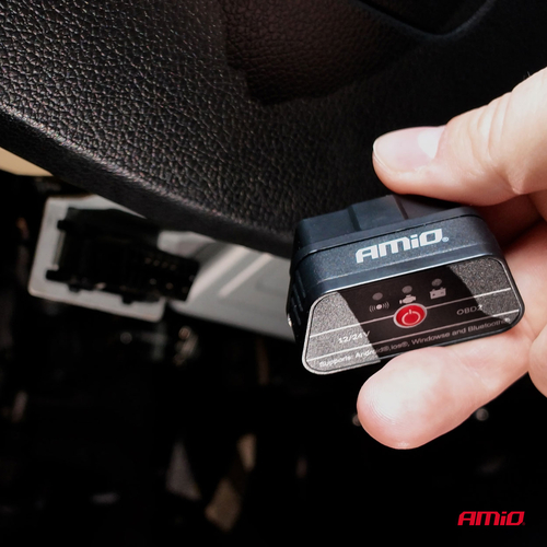 Amio - Διαγνωστικό Αυτοκινήτου OBD 2 τύπου ELM327 Bluetooth PIC25K80 τάση λειτουργίας 12V με ασύρματη σύνδεση για Επιβατικά Αυτοκίνητα - 1 τεμ. (04731/AM)