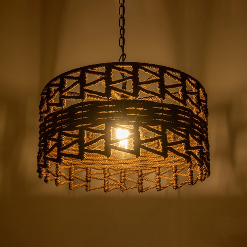 GLOBOSTAR® VERA 999-0069 Boho Κρεμαστό Φωτιστικό Οροφής με Ντουί 1 x E27 AC 220-240V IP20 - Καφέ - Μ50 x Π50 x Υ25cm