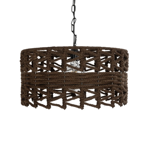 GLOBOSTAR® VERA 999-0069 Boho Κρεμαστό Φωτιστικό Οροφής με Ντουί 1 x E27 AC 220-240V IP20 - Καφέ - Μ50 x Π50 x Υ25cm