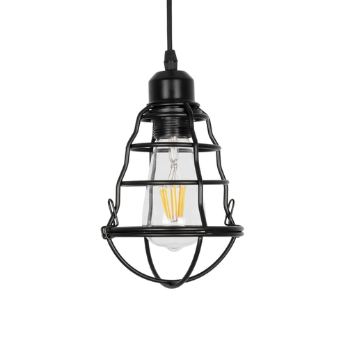 GLOBOSTAR® ALDO 999-0096 Vintage Κρεμαστό Φωτιστικό Οροφής με Ντουί 1 x E27 AC 220-240V IP20 - Μαύρο - Μ15 x Π15 x Υ24cm