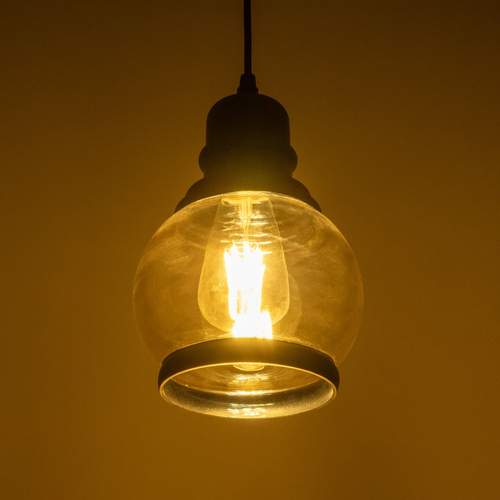 GLOBOSTAR® OLIVER 999-0186 Vintage Κρεμαστό Φωτιστικό Οροφής με Ντουί 1 x E27 AC 220-240V IP20 - Μελί & Μαύρο - Μ16 x Π16 x Υ25cm