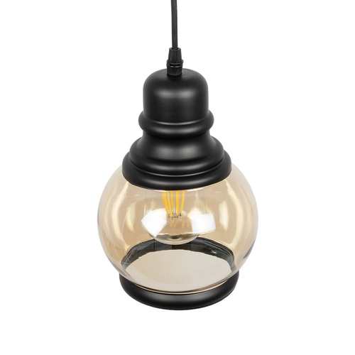 GLOBOSTAR® OLIVER 999-0186 Vintage Κρεμαστό Φωτιστικό Οροφής με Ντουί 1 x E27 AC 220-240V IP20 - Μελί & Μαύρο - Μ16 x Π16 x Υ25cm