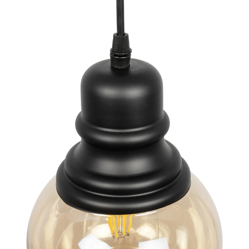 GLOBOSTAR® OLIVER 999-0186 Vintage Κρεμαστό Φωτιστικό Οροφής με Ντουί 1 x E27 AC 220-240V IP20 - Μελί & Μαύρο - Μ16 x Π16 x Υ25cm