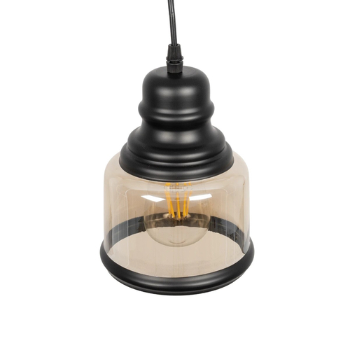 GLOBOSTAR® OLIVER 999-0187 Vintage Κρεμαστό Φωτιστικό Οροφής με Ντουί 1 x E27 AC 220-240V IP20 - Μελί & Μαύρο - Μ15 x Π15 x Υ21.5cm