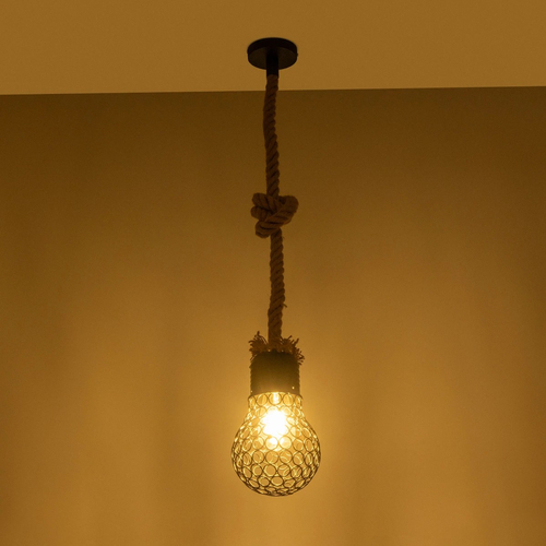 GLOBOSTAR® URBAN 999-0191 Vintage Κρεμαστό Φωτιστικό Οροφής με Ντουί 1 x E27 AC 220-240V IP20 - Μαύρο & Μπεζ - Μ15 x Π15 x Υ80cm