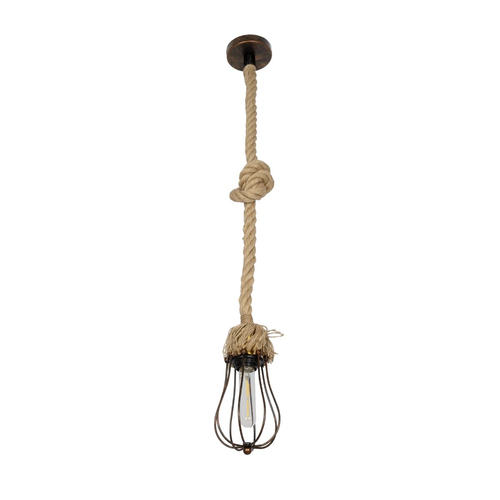 GLOBOSTAR® CAMBER 999-0200 Vintage Κρεμαστό Φωτιστικό Οροφής με Ντουί 1 x E27 AC 220-240V IP20 - Χάλκινο & Μπεζ - Μ12 x Π12 x Υ80cm