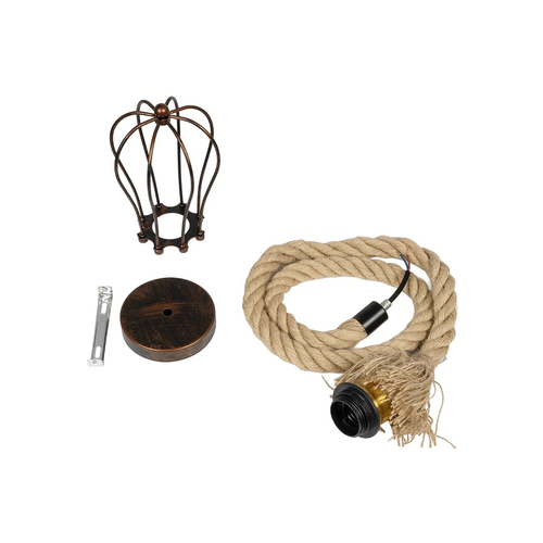 GLOBOSTAR® CAMBER 999-0200 Vintage Κρεμαστό Φωτιστικό Οροφής με Ντουί 1 x E27 AC 220-240V IP20 - Χάλκινο & Μπεζ - Μ12 x Π12 x Υ80cm