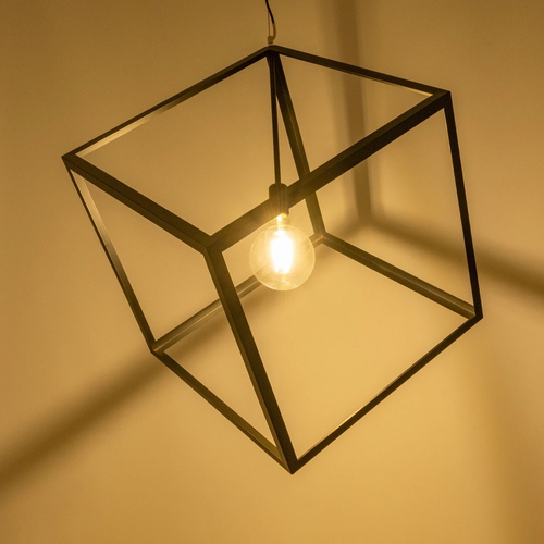 GLOBOSTAR® CUBE 999-0215 Μοντέρνο Κρεμαστό Φωτιστικό Οροφής με Ντουί 1 x E27 AC 220-240V IP20 - Μαύρο - Μ70 x Π70 x Υ87cm