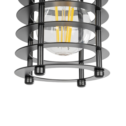 GLOBOSTAR® DARSEY 999-0227 Vintage Κρεμαστό Φωτιστικό Οροφής με Ντουί 1 x E27 AC 220-240V IP20 - Μαύρο - Μ10 x Π10 x Υ19cm