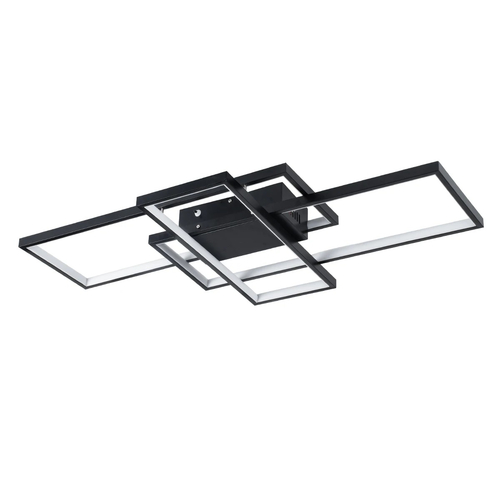 kelvo® QUADRA KLV-101-0293 Φωτιστικό Οροφής LED 100W 10000lm 120° AC 220-240V IP20 Ρυθμιζόμενο Λευκό CCT με Χειριστήριο από 2700K έως 6000K Dimmable - Lumileds SMD Chip - Μαύρο Ματ - Μ85 x Π45 x Υ9cm - 3 Χρόνια Εγγύηση