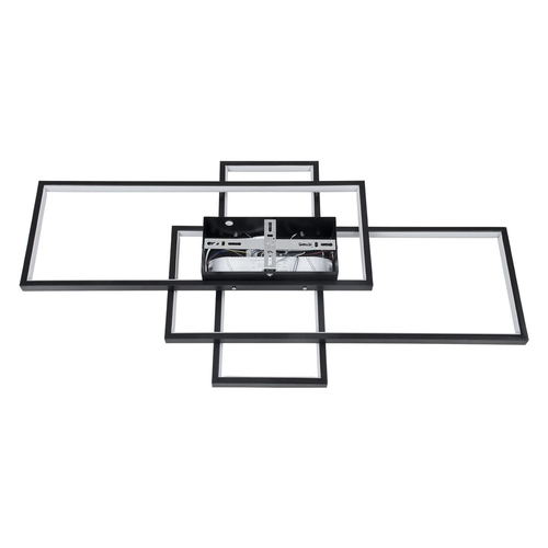 kelvo® QUADRA KLV-101-0293 Φωτιστικό Οροφής LED 100W 10000lm 120° AC 220-240V IP20 Ρυθμιζόμενο Λευκό CCT με Χειριστήριο από 2700K έως 6000K Dimmable - Lumileds SMD Chip - Μαύρο Ματ - Μ85 x Π45 x Υ9cm - 3 Χρόνια Εγγύηση