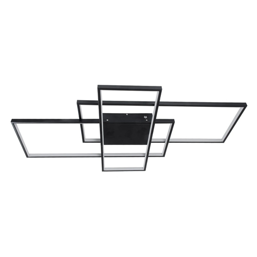 kelvo® QUADRA KLV-101-0296 Φωτιστικό Οροφής LED 120W 12000lm 120° AC 220-240V IP20 Ρυθμιζόμενο Λευκό CCT με Χειριστήριο από 2700K έως 6000K Dimmable - Lumileds SMD Chip - Μαύρο Ματ - Μ105 x Π60 x Υ9cm - 3 Χρόνια Εγγύηση